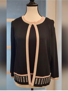 Sweater set black w/pink & white trim & contrast edging